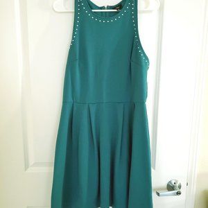 Sleeveless Teal Dress with Silver Studs